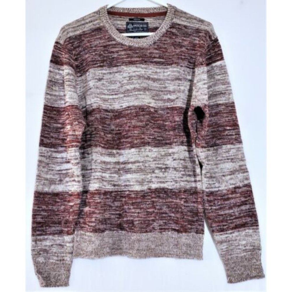 American Rag Men's Rugby Twist Crew Neck Sweater Size M Dark Scarlet Long Sleeve